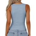 thumbnail image 3 of Stichou Tank Tops for Women 2026 Scoop Neck Ribbed Sleeveless Top Casual Summer Spring Basic Slim Fitted Knit Cami Tee Shirts Mint Green M, 3 of 4
