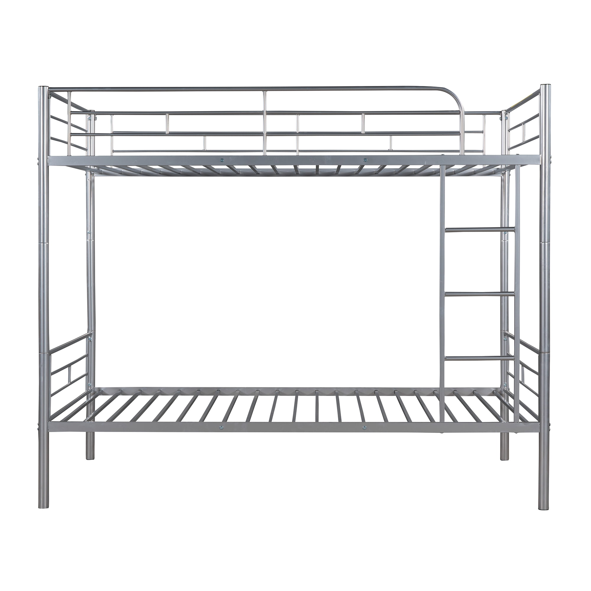 Gewnee Convertible Metal  Bunk Bed,Twin over Twin Bunk Bed with Ladder and Full-Length Guardrail for Kids and Teens,Silver