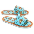 thumbnail image 4 of Chochili Men Pizza Slices Open Toe Home Slippers Orange and Turquoise Lightweight Silent Walk Size 8 to 10, 4 of 6