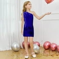 thumbnail image 2 of HNMKIU & Shine Girls Sequin Dress Asymmetric Shoulder Round Neck Party Gown For Toddler Kids Blue,4-5 Years, 2 of 3