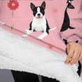 thumbnail image 3 of Oversized Wearable Blanket Hoodie,Boston Terrier Dogs and Flowers Sherpa Blanket Hoodie with Super Pockets,Super Warm Fuzzy Pullover for Women & Men, 3 of 6