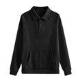 thumbnail image 5 of Stralyhd Womens Sweatshirts Loose Fit Polo Neck Long Sleeve Button Pullover Tops Fall Trendy Outfits Clothes Black XXL, 5 of 5