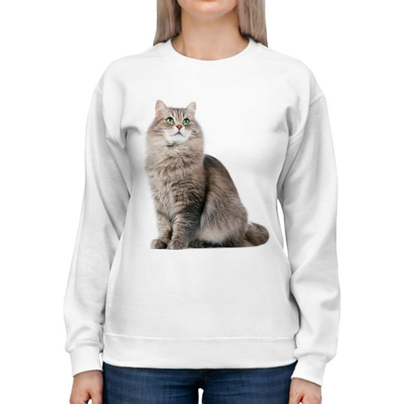 Cute Sitting Kitten. Sweatshirt Women -SPIdeals Designs, Female XX-Large