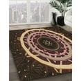 thumbnail image 3 of Ahgly Company Machine Washable Indoor Square Transitional Black Brown Area Rugs, 7' Square, 3 of 7