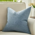 thumbnail image 4 of Set of 2 Grey Blue Pillow Covers 18x18 Inch Rustic Linen Square Decorative Throw Pillow Covers for Sofa Couch Farmhouse Home Decorations, 4 of 6