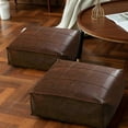 thumbnail image 5 of WOWMAX Coffee Leather Circular Living Room Pouf, Soft & Durable Material, 5 of 7