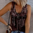 thumbnail image 2 of Raeneomay Off Shoulder Tops for Women Retro Ethnic Style Feather Printed Sleeveless Tank Tops, 2 of 6