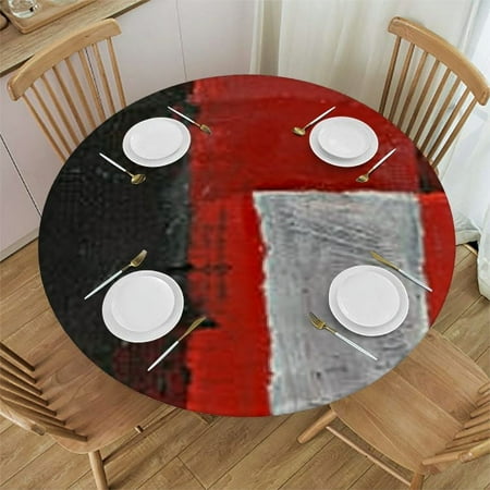 

BANET Black White Round Tablecloth Funny Swirl Stripes Cloth Polyester Tablecloths for Home Decor Parties Picnic 42 -46