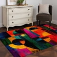 thumbnail image 4 of Abstract Face Washable Area Rugs 2.7'x5', Colorful Boho Modern Geometric Splicing Low Pile Throw Living Room Rug Non-Slip Sturdy Edge Binding Carpet for Indoor Entryway Bedside Kitchen, 4 of 9