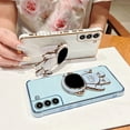 thumbnail image 3 of Compatible with Samsung Galaxy S22+ Plus 6.6” Phone Case with Electroplated Cute Cartoon Astronaut Stand Holder Side Heart Pattern Plating Edge Bumper Soft Shockproof Kickstand Cover (Blue), 3 of 11