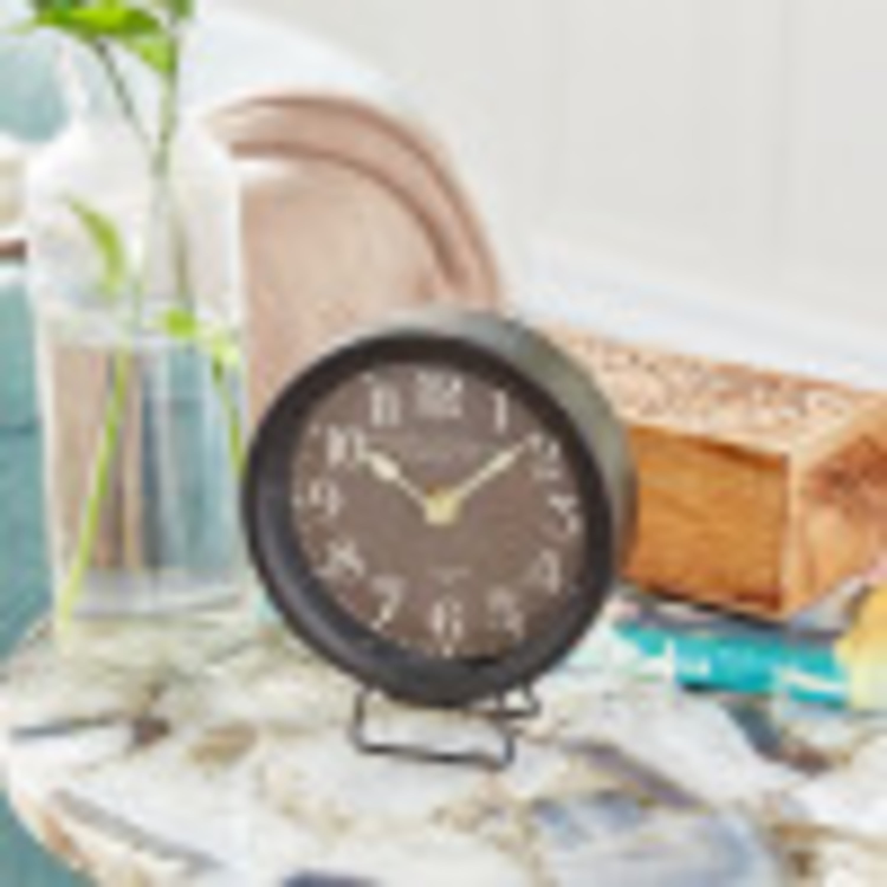 DecMode 7" Black Metal Clock, Set of 2