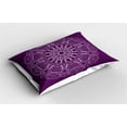 thumbnail image 2 of Ambesonne Purple Mandala Pillow Sham 2 Pack, Abstract Curves, 36"x20", Purple and Pale Mauve, 2 of 3