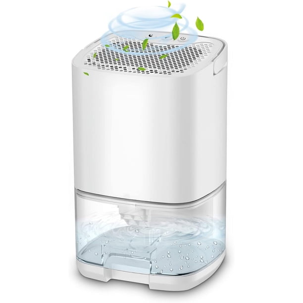 Deshumidificador 1000ml Silencioso, Deshumidificador para la humedad Pequeño con luz LED de 7 Colores para Dormitorio Baño Garaje, Blanco