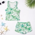 thumbnail image 6 of Psesaysky Green Hawaii Hibiscus Tankini Swimsuits for Girls Modest Tank Tops with Shorts 2 Piece Bathing Suits for Teens Girl 6-15 Years, 6 of 7