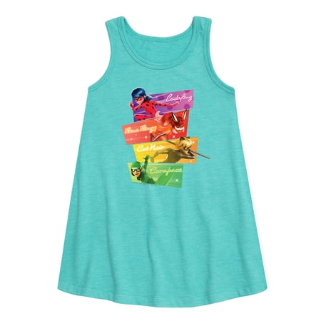 

Miraculous Lady Bug and Cat Noir - Character Grid - Toddler and Youth Girls A-line Dress