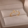 thumbnail image 5 of Womens Gold Plated Initial Ring with Diamond Cut Open Design A to Z Letter Copper Ring Fashion Statement Jewelry Initial Diamond Ring for Women, 5 of 6