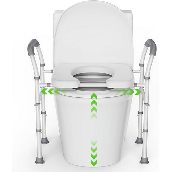 ARDIKAMA-Raised Toilet Seat with Handles - Width and Height Adjustable Padded Toilet Seat Risers for Seniors, Bariatric, Handicap, Heavy Duty 350lbs Raised Toilet Seat, Fit Any Toilet