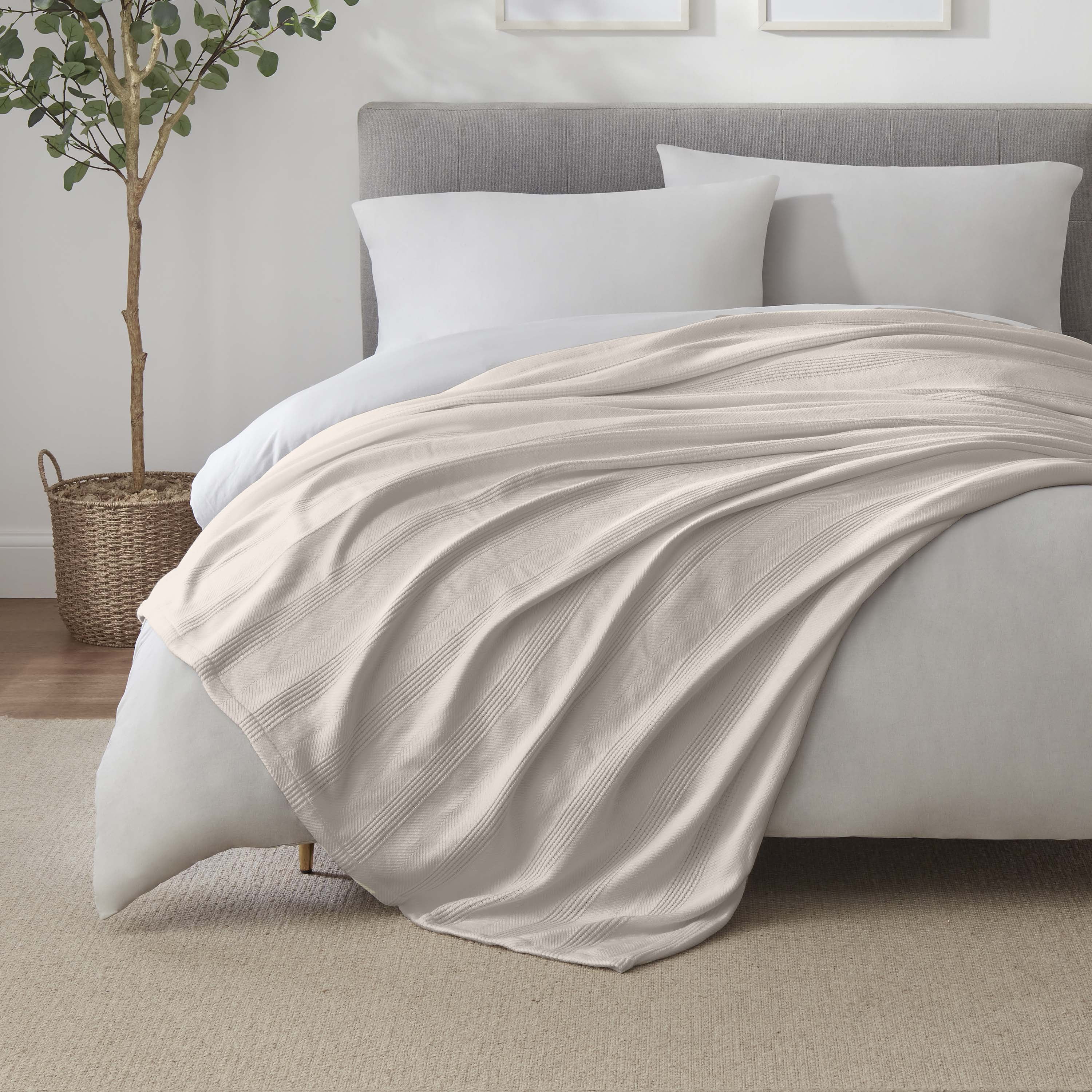 Lightweight Breathable 100% Cotton Knit Blanket – All-Season Bed Blanket – Twin Size – Mink