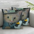 thumbnail image 3 of Orinice Cute Cat Graphic Decorative Cushion Throw Pillow Cover for Home Couch Living Room Bed Sofa, Autumn Aesthetic Decor, 1PC Mother's Day Square Gift 24x24in, 3 of 5