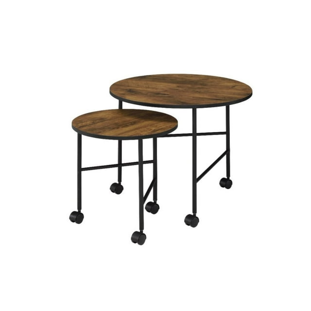 Acme Furniture 83150 2Pc Pk Nesting Tables, Vintage Oak