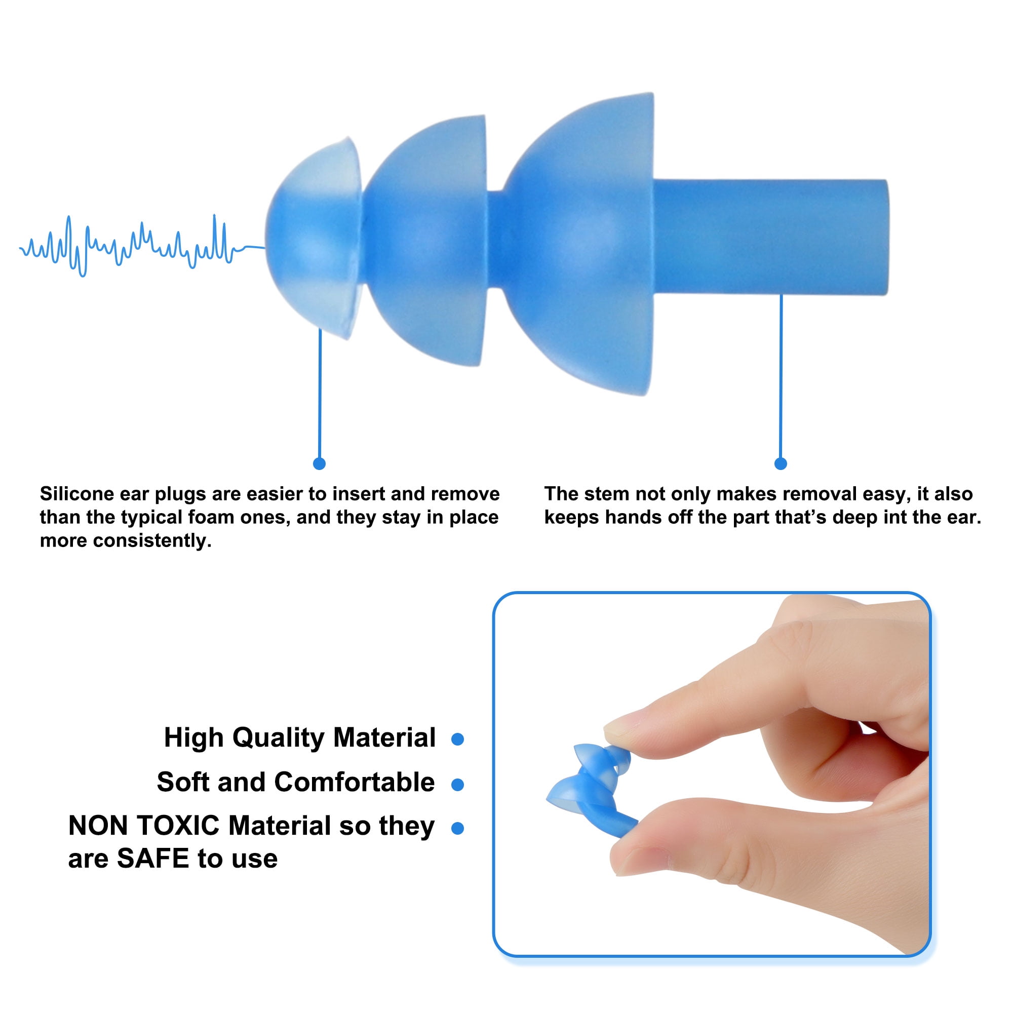Unique Bargains 3 Pair Waterproof Ear Plugs Soft Silicone Swimming Earplugs for Men Women