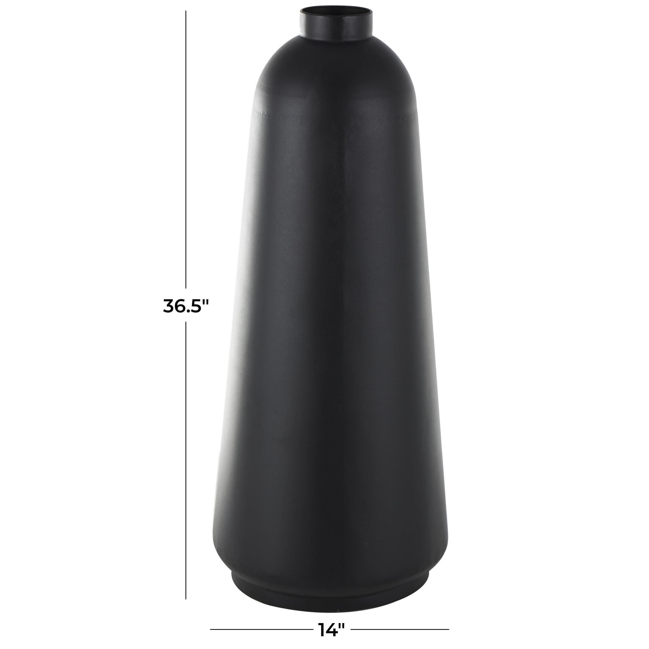 DecMode 37" Black Metal Vase with Narrow Opening