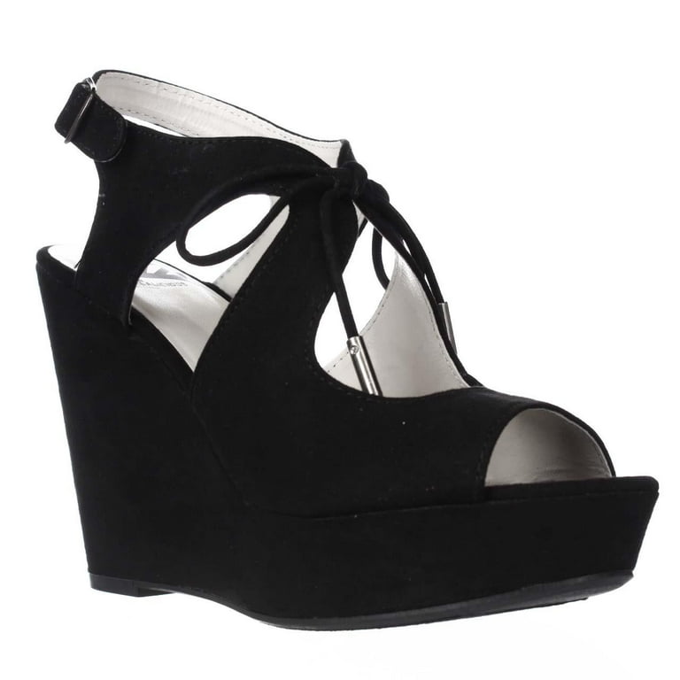 Womens Fergalicious Vicky Wedge Lace Up Sandals Black