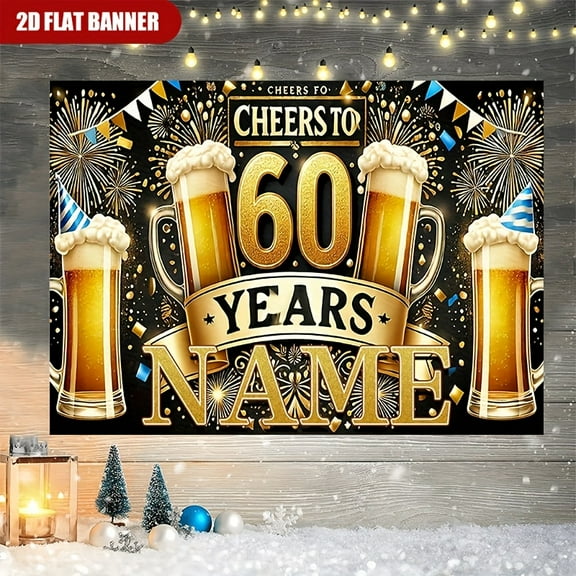 Custom 60th Birthday Party Decorations Banner 60th Birthday Sign Backdrop Photo Booth Props Background Party Favors
