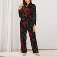 thumbnail image 3 of Wukai Roses Print Women's Pajama Set - Soft Long Sleeve Sleepwear for Comfort and Style-, 3 of 9