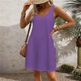 thumbnail image 6 of Mohiass V Neck Sleeveless Tank Summer Dresses for Women Solid Color Beach 2024 Casual Boho Dress Purple 3XL, 6 of 7