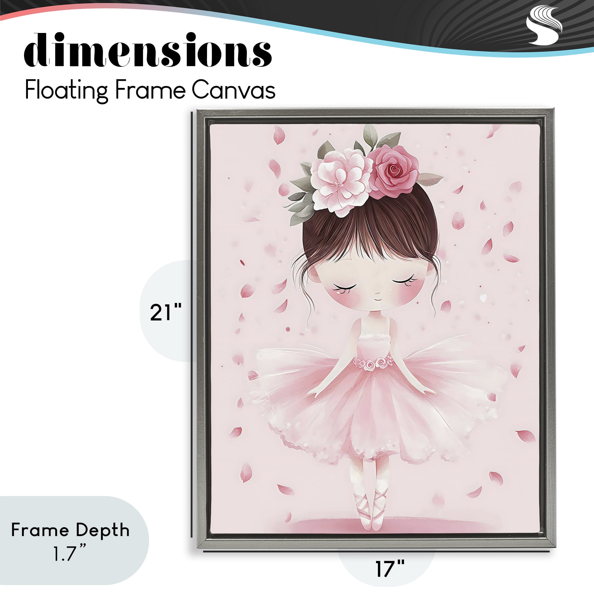 Stupell Industries Ballerina With Floral Headdress Gray Framed Floater Canvas Wall Art, design by Creative Studio