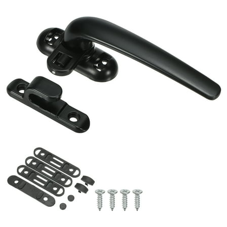 Uxcell Aluminum Alloy Window Handle Casement Window Lock for Vertical Horizontal Sliding Window, Black (Right Hand)