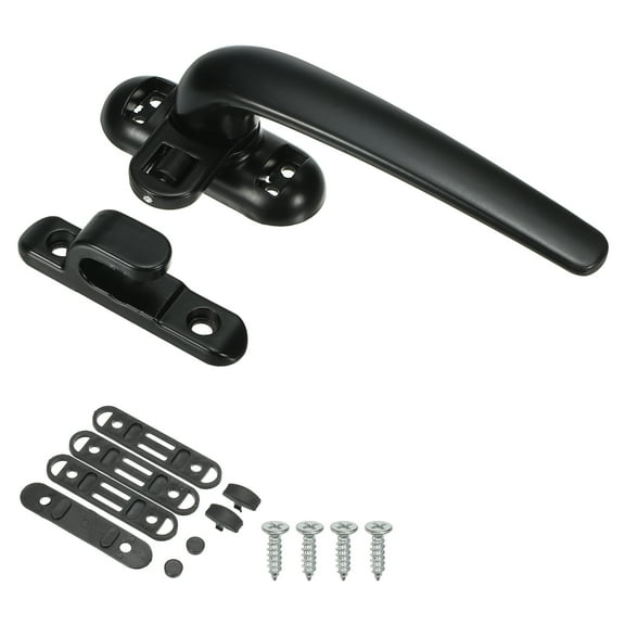 Uxcell Aluminum Alloy Window Handle Casement Window Lock for Vertical Horizontal Sliding Window, Black (Right Hand)