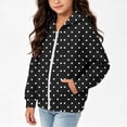 thumbnail image 7 of Xdegoge Tween Girls Polka Dot Zip Up Hoodie Long Sleeve Black Jacket with Pockets Casual Fall Winter Outerwear Sweatshirts, Size 9-10, 7 of 7