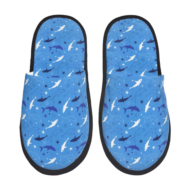 Fotbe Cute Shark Pantuflas Peludas para Mujer con Estampado, Zapatillas de Peluche, Zapatos de Invierno para Casa, Uso Interior y Exterior-Medium