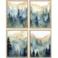 thumbnail image 2 of PixonSign Framed Wall Art Watercolor Pine Tree Forest Mountain, Set of 4 Nature Wilderness Wall Decor Prints, Floral Wall Décor, Adhesive Canvas Poster, Modern Home Artwork - 11"x14" Natural, 2 of 5