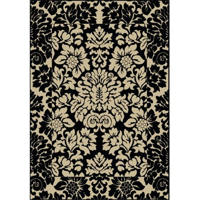 Radici 1717-1220-ABSO-BLACK Como Rectangular Black Transitional Italy Area Rug, 3 ft. 3 in. W x 4 ft. 11 in. H