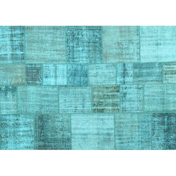 Ahgly Company Indoor Rectangle Patchwork Light Blue Transitional Area Rugs, 6' x 9'