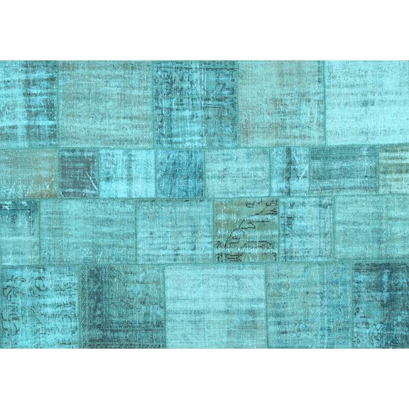 Ahgly Company Indoor Rectangle Patchwork Light Blue Transitional Area Rugs, 5' x 7'