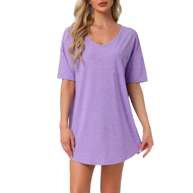 Camisón de mujer INSPIRE CHIC, camiseta de noche con cuello en V, pijama cómodo y holgado, talla 2XL, color púrpura