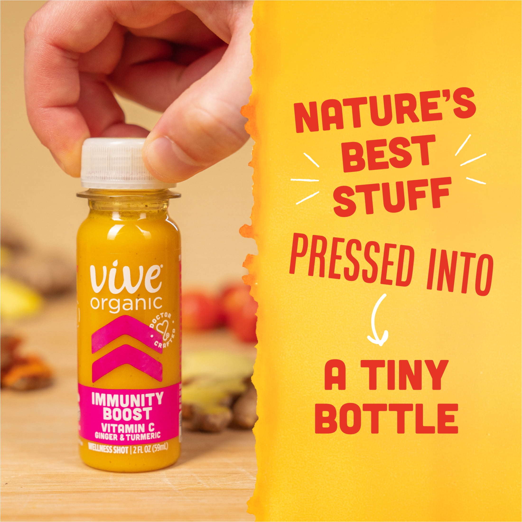 Vive Organic Immunity Boost Shot, Vitamin C, Ginger and Turmeric Wellness Shot, 2 fl oz Bottle