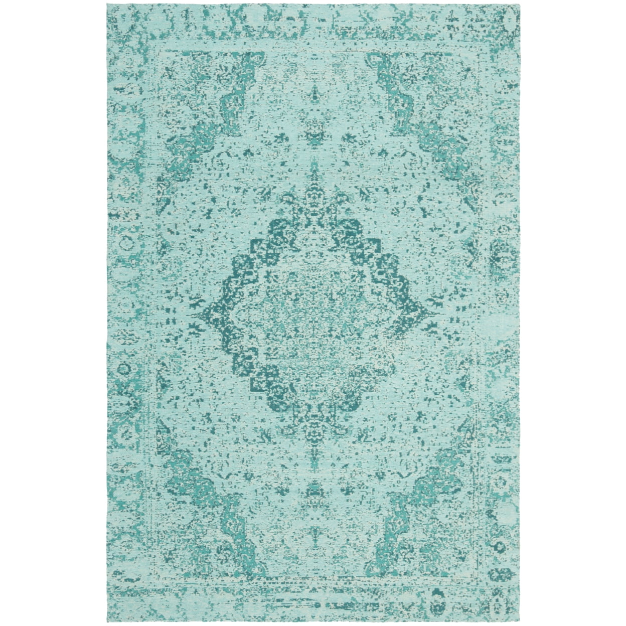 SAFAVIEH Classic Vintage Tris Floral Bordered Polyester Runner Rug, Teal, 2'3" x 8'