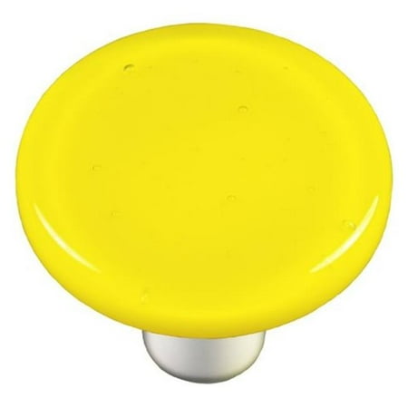 - Hot Knobs HK1010-KRB Canary Yellow Round Glass Cabinet Knob - Black Post