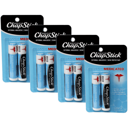ChapStick Classic Medicated Skin Protectant Two 0.15 oz Sticks Each Pack of 4