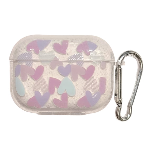 GJX Case for Airpods 4,Glitter Design Protection Cover for Airpods 4 Case,Pink Heart Elements Protective Case Cover for Apple Airpods 4,Purple