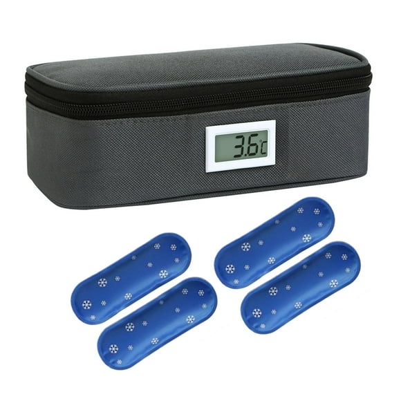 Estuche de viaje para refrigeradores con bolsa de hielo, resistente al agua, mantiene fresco, pantalla de temperatura con cierre de cremallera para el Paquete de hielo gris de 4 piezas