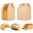 thumbnail image 1 of GFDYREE 25 Packs Paper Bread Bags for Homemade Bread, Large Kraft Paper Bakery Bags with Window for Sourdough Bread Toast Packing Storage, Baked Loaf Food Packing Bags Bonus Label Seal Stick, 1 of 3