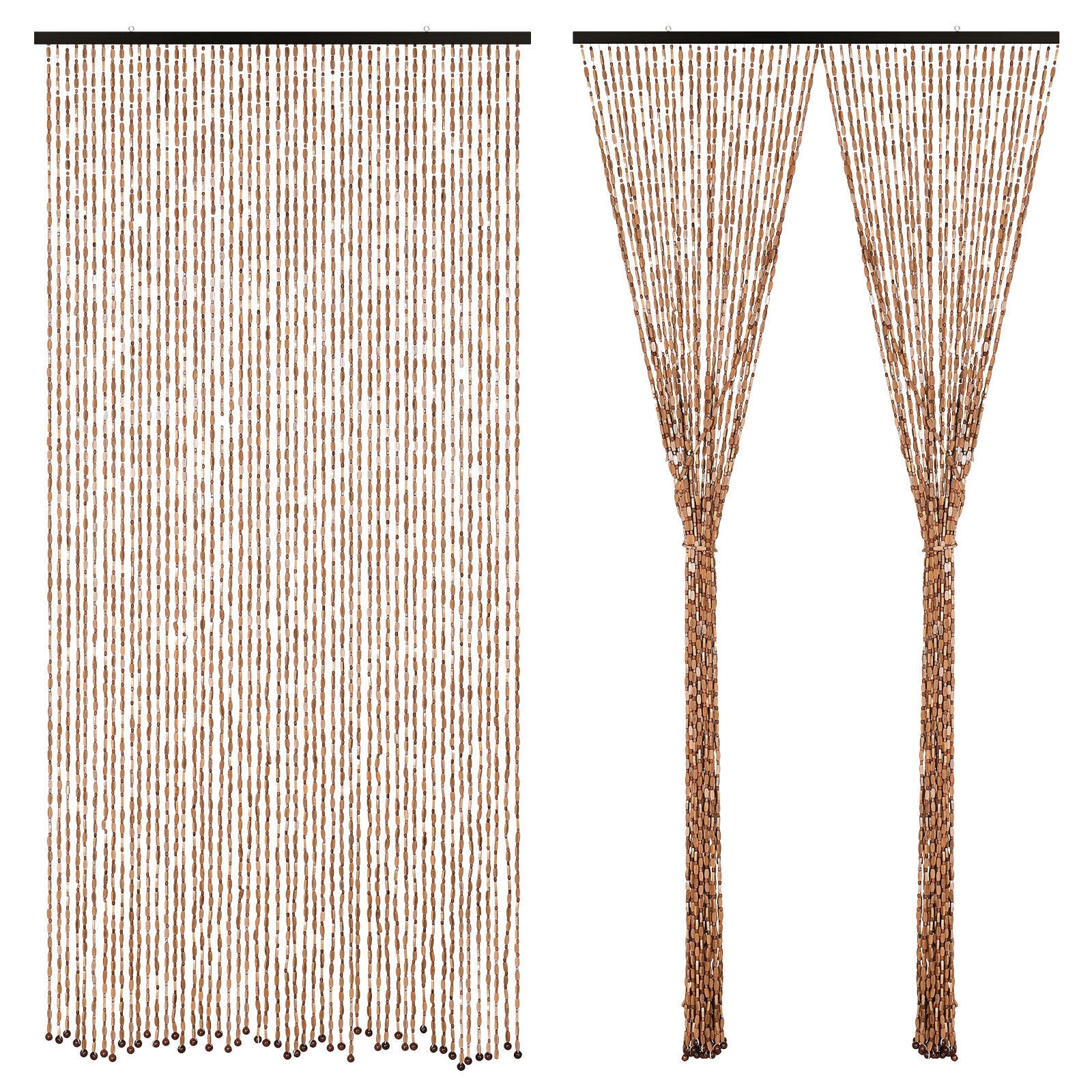 ANMINY Classic Brown Coffee Wooden Hook Up Door Curtains, 35" x 75"
