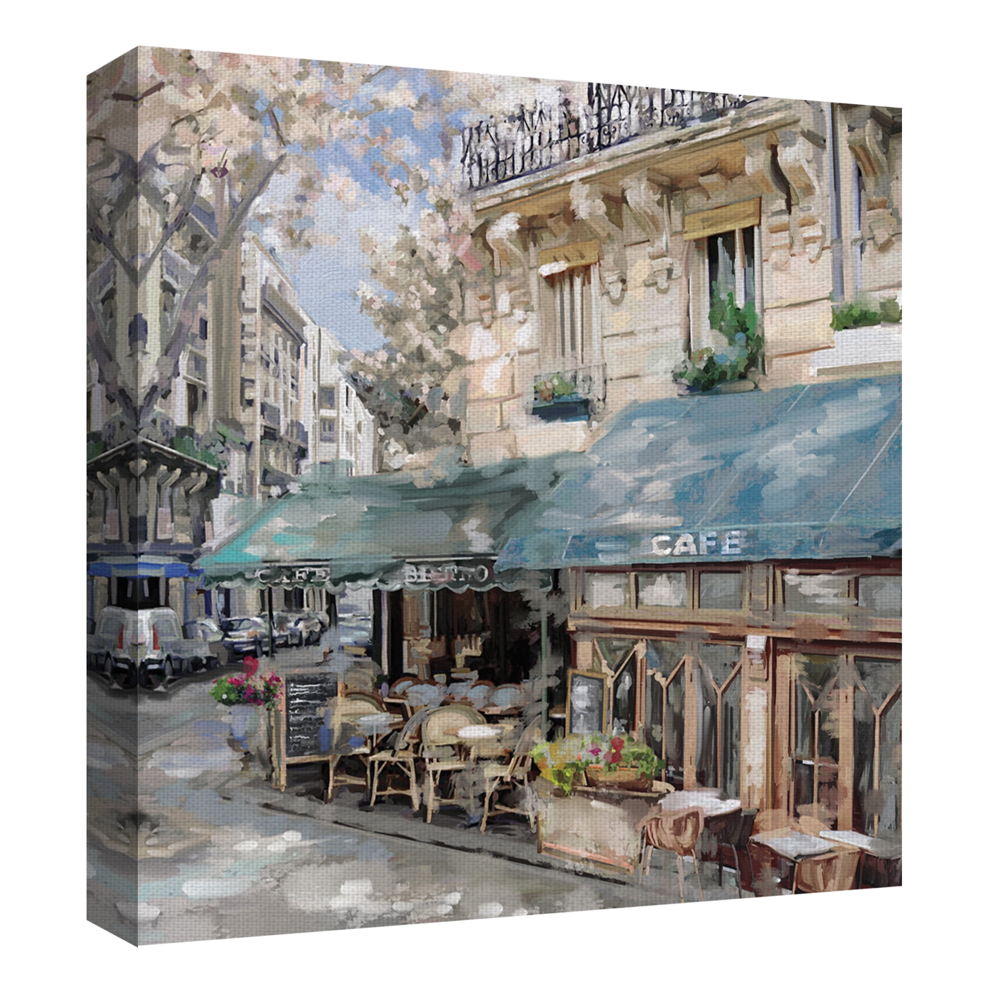 Masterpiece Art Gallery Bistro de Paris French Cafe I & II Square by Studio Arts Canvas Art Print Set of 2 (24" x 24")