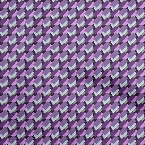 oneOone Cotton Poplin Purple Fabric Geometric Dress Material Fabric Print Fabric By The Yard 42 Inch Wide